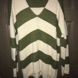 Green and Cream Sweater